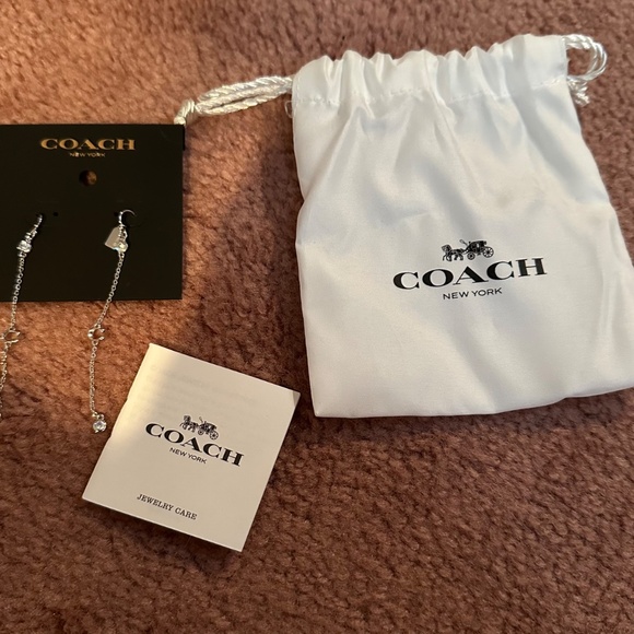 NWT COACH SILVER DANGLE EARRINGS - Picture 2 of 2